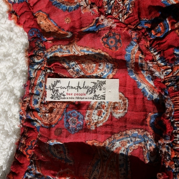 FREE PEOPLE Sundown Rust Red Paisley Print Off-the-Shoulder Bodysuit, Large - Picture 6 of 7